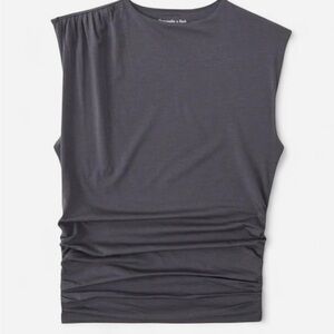 NWT Abercrombie & Fitch Women's Charcoal Ruched Shell Blouse Top Size Small